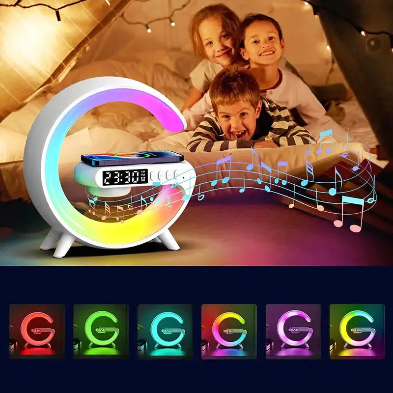 Réveil croissant LED multicolore avec chargeur induction