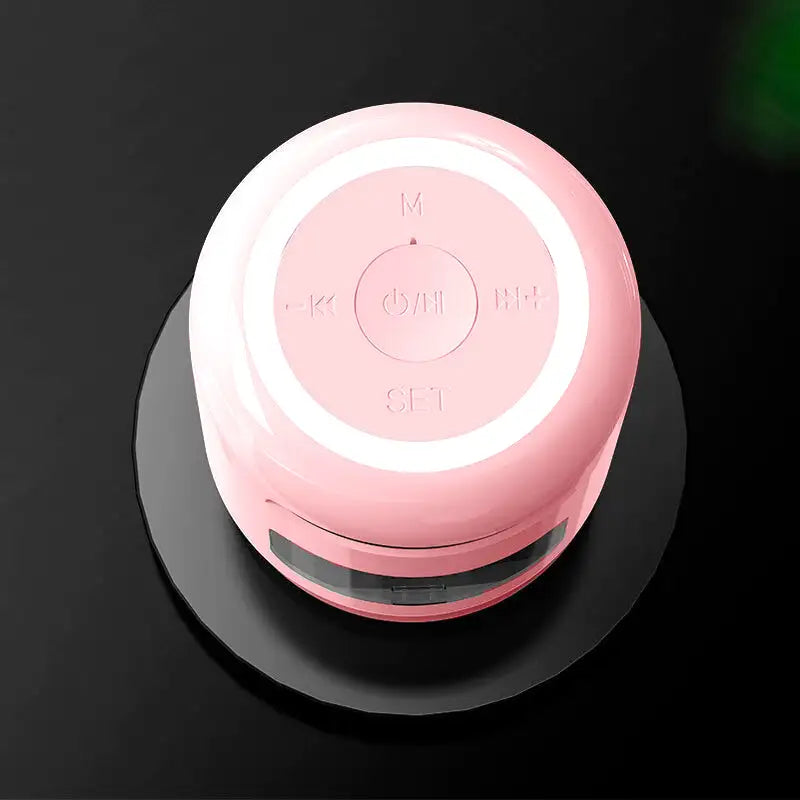 Réveil cube rose brillant avec affichage numérique et radio FM