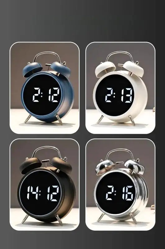 Réveil digital noir argenté à cloche vintage