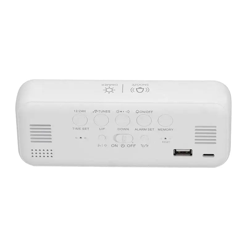 Réveil digital noir brillant avec affichage LED bleu