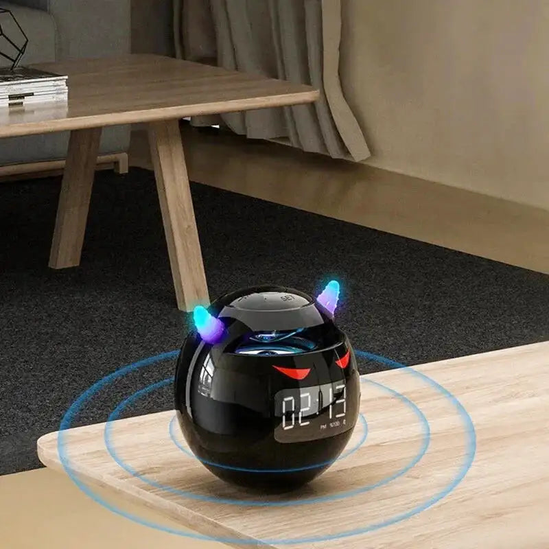 Réveil digital sphérique noir avec oreilles lumineuses LED