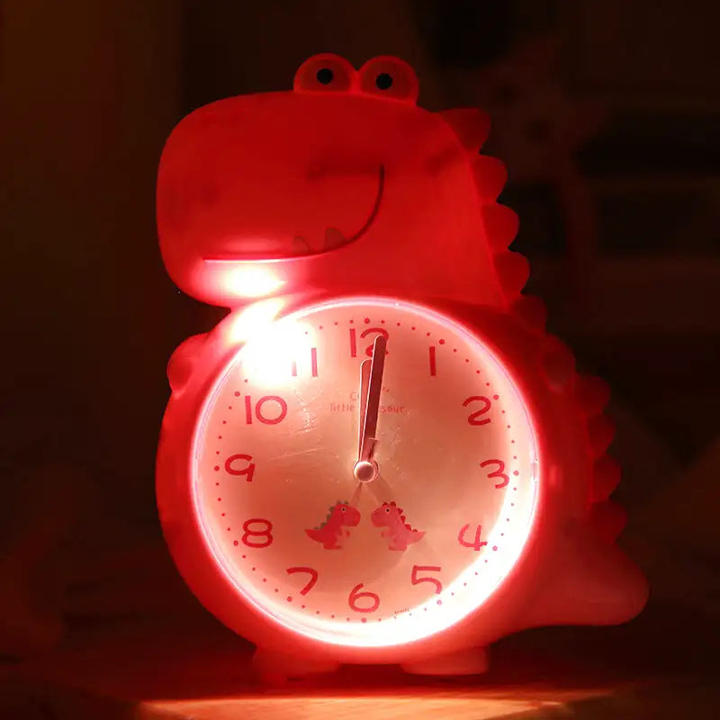 Réveil dinosaure rose en plastique brillant