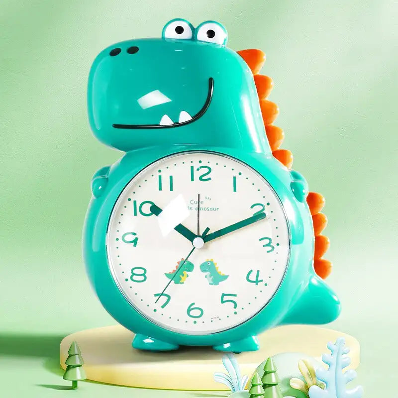 Réveil enfant dinosaure vert en plastique lisse