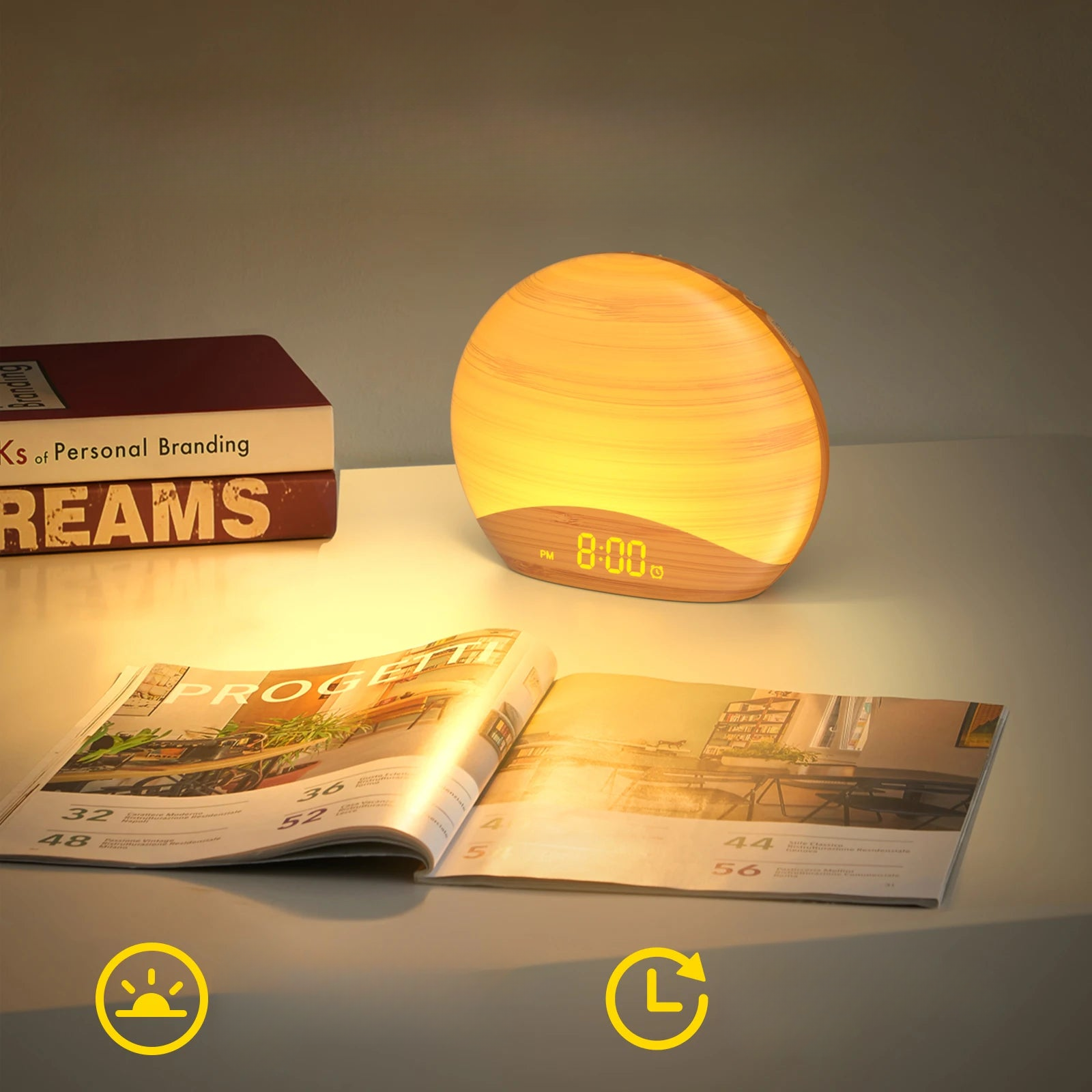 Réveil rond en bambou avec affichage numérique intégré -  - reveil-lumineux-et-son-de-la-nature - ["lumineux","Radio R\u00e9veil Lumineux"]