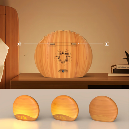 Réveil rond en bambou avec affichage numérique intégré -  - reveil-lumineux-et-son-de-la-nature - ["lumineux","Radio R\u00e9veil Lumineux"]