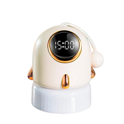 Réveil robot arrondi crème avec afficheur numérique -  - reveil-enfant-fusee - ["enfant","num\u00e9rique","petit","r\u00e9veil digital","simple"]