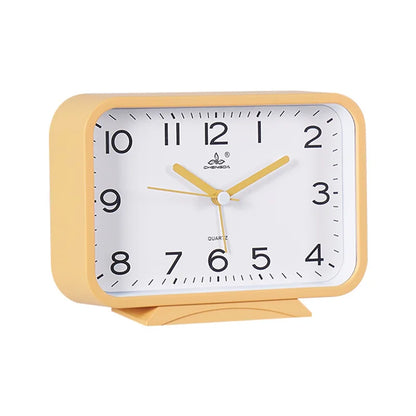 Réveil rectangulaire jaune mat avec coins arrondis -  - reveil-analogique-rectangle - ["analogique","petit","petit reveil","r\u00e9veil analogique","simple"]