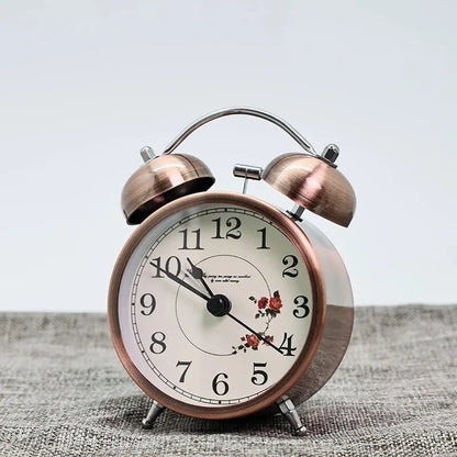 Réveil rond en métal cuivre avec motif floral vintage -  - reveil-vintage-design - []