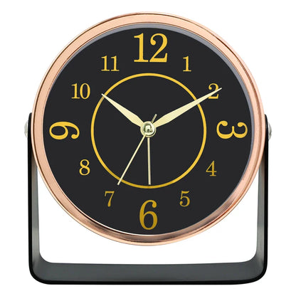 Réveil rond noir à chiffres dorés décoratifs -  - reveil-a-pile-design - ["analogique","digital","m\u00e9canique","petit","R\u00e9veil Analogique","r\u00e9veil digital","simple","voyage"]