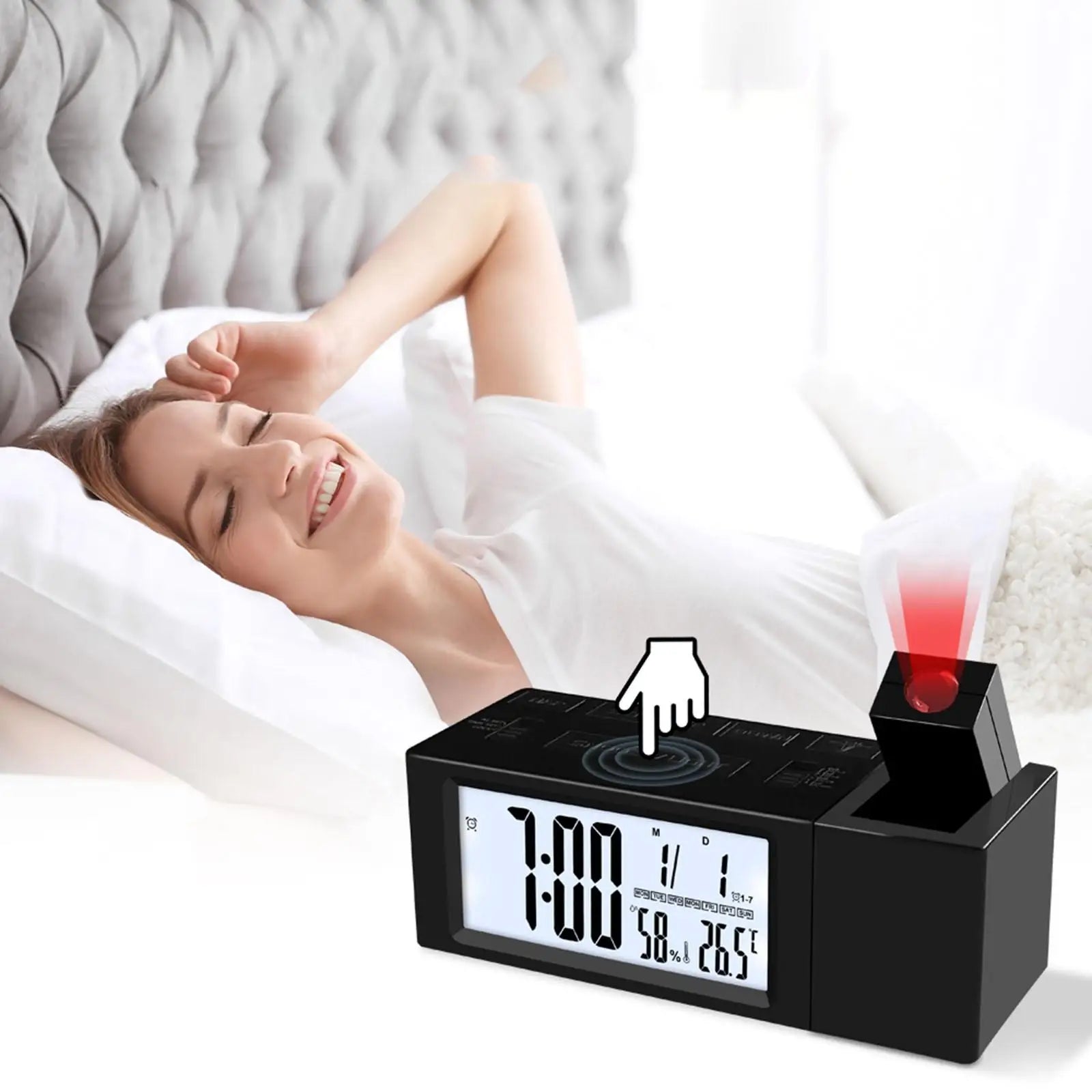 Réveil projecteur numérique noir avec température intégrée -  - reveil-projecteur-garcon - ["enfant","gar\u00e7on","lumineux","projecteur","radio reveil projecteur","Radio R\u00e9veil Lumineux","r\u00e9veil enfant","r\u00e9veil projecteur"]