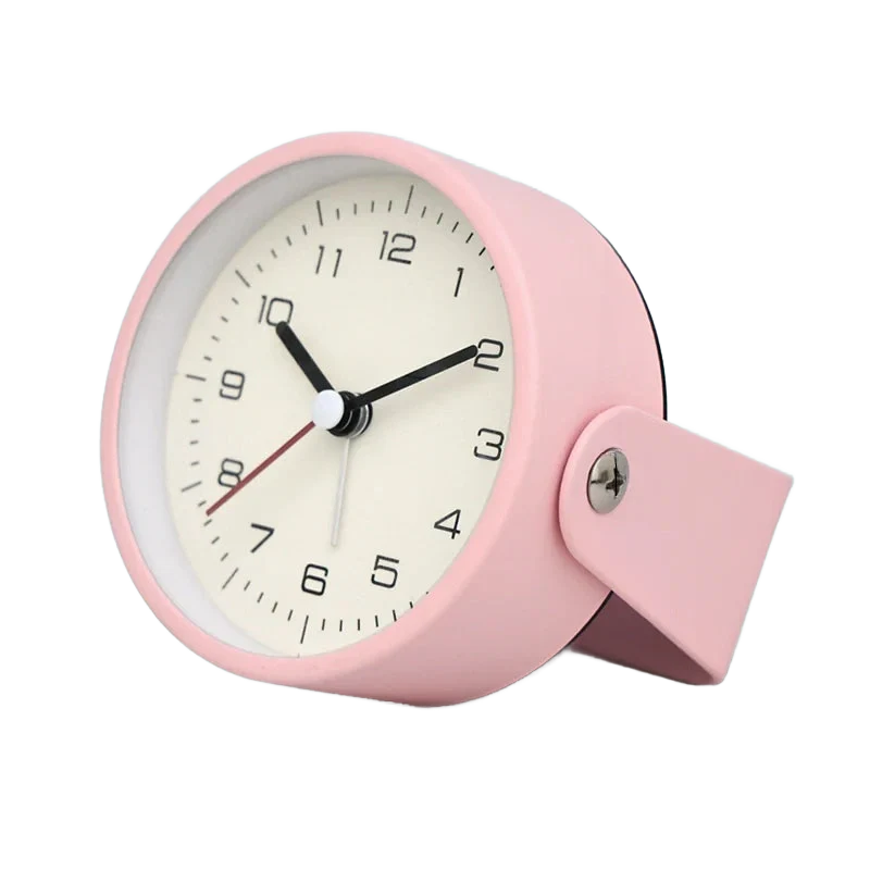 Réveil rond moderne en métal noir mat -  - reveil-analogique-trotteuse-silencieuse - ["analogique","m\u00e9canique","petit","simple","voyage"]