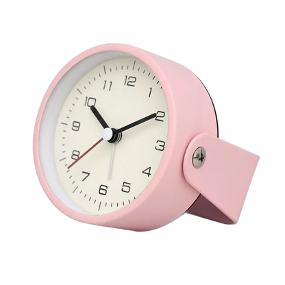 Réveil rond moderne en métal noir mat -  - reveil-analogique-trotteuse-silencieuse - ["analogique","m\u00e9canique","petit","simple","voyage"]