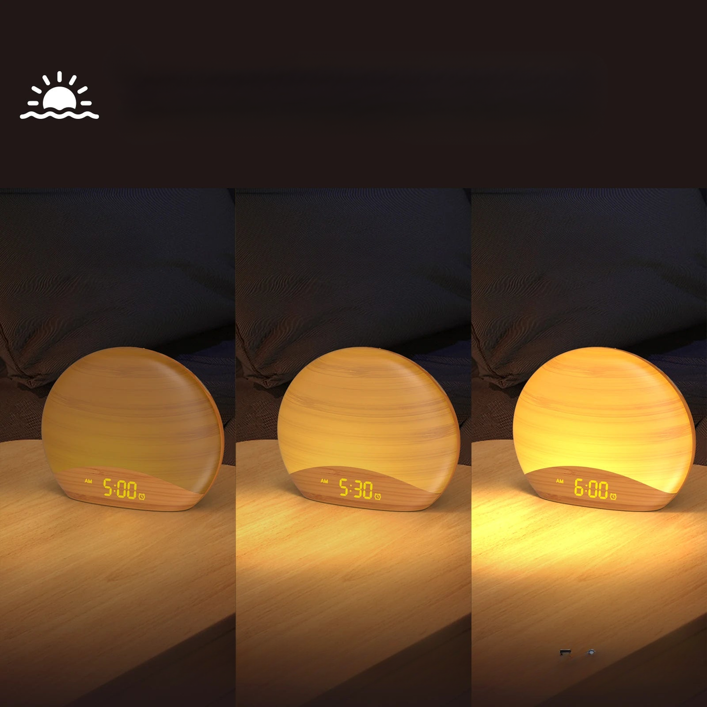 Réveil rond en bambou avec affichage numérique intégré -  - reveil-lumineux-et-son-de-la-nature - ["lumineux","Radio R\u00e9veil Lumineux"]