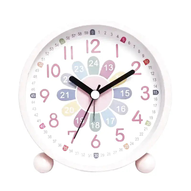 Horloge réveil fleur rose à pétales multicolores -  - reveil-fille-7-ans - ["analogique","enfant","R\u00e9veil Analogique","r\u00e9veil enfant","\u00e9ducatif"]