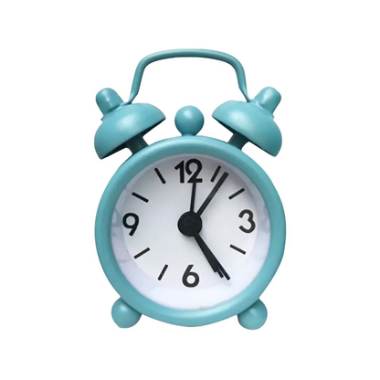 Réveil vintage à double cloche en métal vert d’eau -  - mini-reveil-analogique - ["analogique","petit","R\u00e9veil Analogique","simple","voyage"]