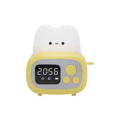 Minuterie numérique rose nuage en plastique brillant -  - reveil-fille-avec-veilleuse - ["enfant","lumineux","Radio R\u00e9veil Lumineux","r\u00e9veil enfant","veilleuse"]