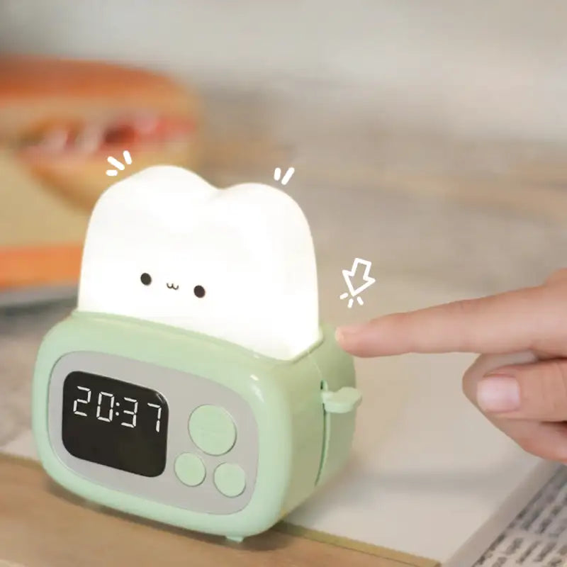 Minuterie numérique rose nuage en plastique brillant -  - reveil-fille-avec-veilleuse - ["enfant","lumineux","Radio R\u00e9veil Lumineux","r\u00e9veil enfant","veilleuse"]