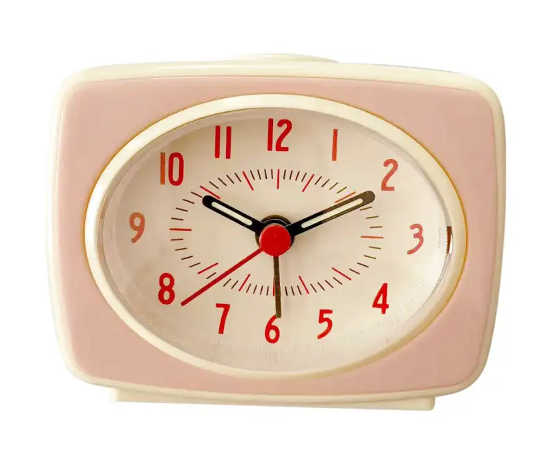 Petit réveil rétro rouge à coins arrondis -  - petit-reveil-design - ["analogique","enfant","petit reveil","R\u00e9veil Analogique","r\u00e9veil enfant","simple","vintage"]