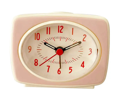 Petit réveil rétro rouge à coins arrondis -  - petit-reveil-design - ["analogique","enfant","petit reveil","R\u00e9veil Analogique","r\u00e9veil enfant","simple","vintage"]