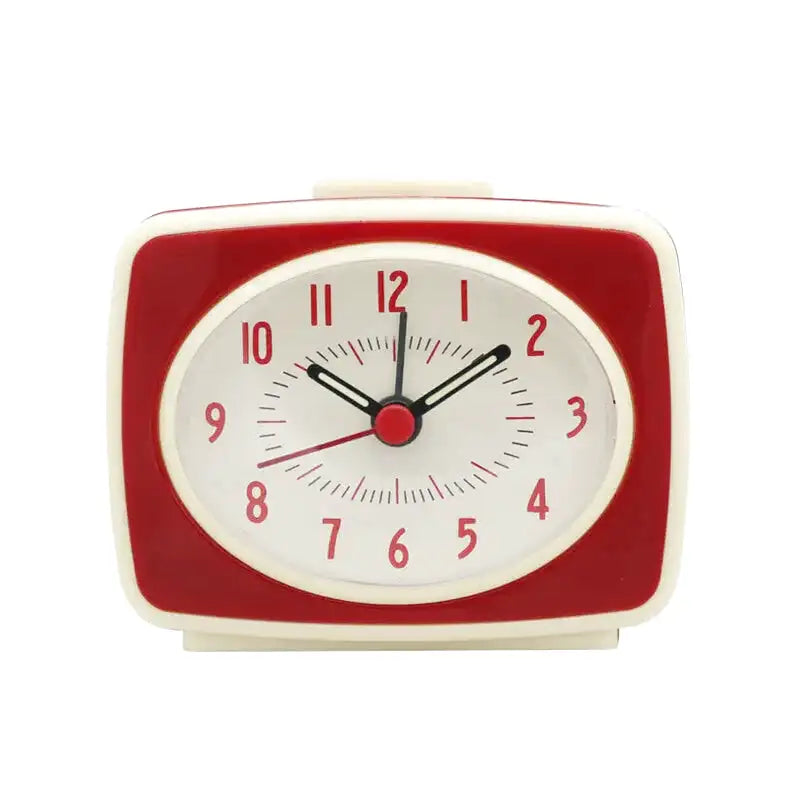Petit réveil rétro rouge à coins arrondis -  - petit-reveil-design - ["analogique","enfant","petit reveil","R\u00e9veil Analogique","r\u00e9veil enfant","simple","vintage"]