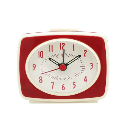 Petit réveil rétro rouge à coins arrondis -  - petit-reveil-design - ["analogique","enfant","petit reveil","R\u00e9veil Analogique","r\u00e9veil enfant","simple","vintage"]
