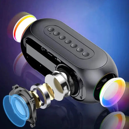 Radio réveil connecté noir avec enceinte lumineuse -  - radio-reveil-connecte-enceinte - ["ado","bluetooth","connect\u00e9","digital","lumineux","lumi\u00e8re","petit reveil","radio reveil connect\u00e9","Radio R\u00e9veil Lumineux","R\u00e9veil bluetooth","r\u00e9veil connect\u00e9","r\u00e9veil digital","simple","voyage"]