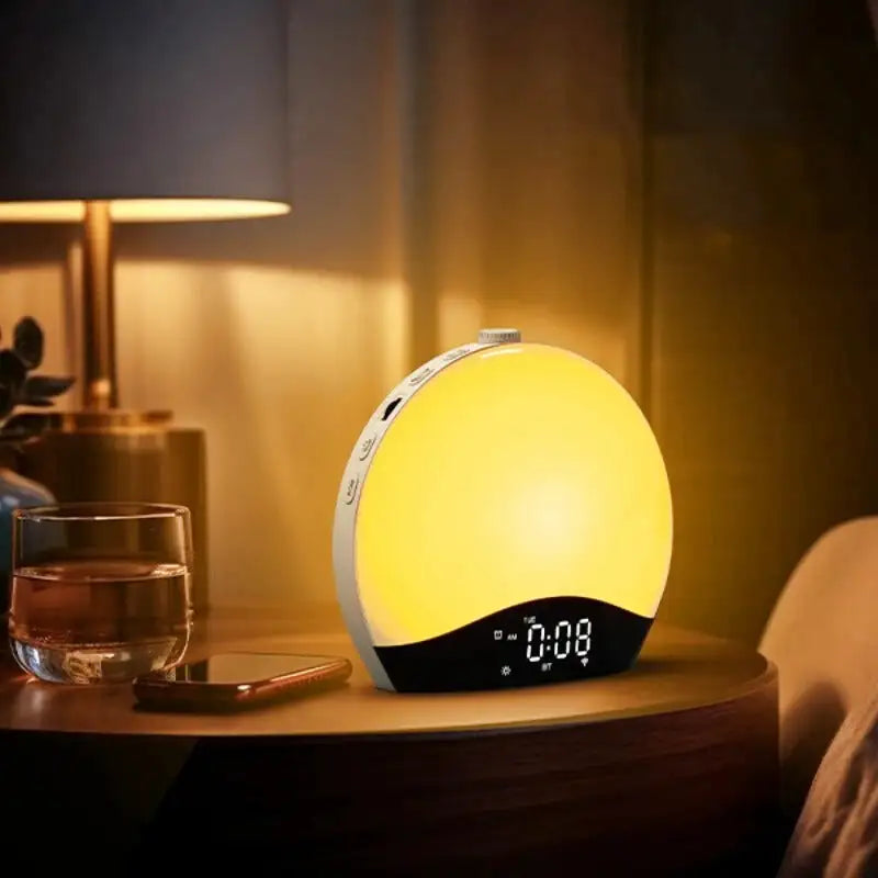 Radio réveil dôme dégradé lumineux avec affichage digital -  - radio-reveil-connecte-lumineux - ["bluetooth","connect\u00e9","digital","lumineux","lumi\u00e8re","num\u00e9rique","petit reveil","radio reveil connect\u00e9","Radio R\u00e9veil Lumineux","R\u00e9veil bluetooth","r\u00e9veil connect\u00e9","r\u00e9veil digital","simple","simulateur d'aube"]