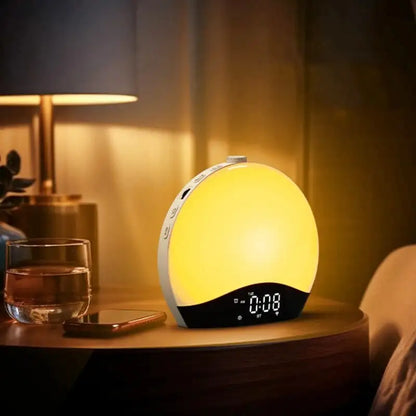 Radio réveil dôme dégradé lumineux avec affichage digital -  - radio-reveil-connecte-lumineux - ["bluetooth","connect\u00e9","digital","lumineux","lumi\u00e8re","num\u00e9rique","petit reveil","radio reveil connect\u00e9","Radio R\u00e9veil Lumineux","R\u00e9veil bluetooth","r\u00e9veil connect\u00e9","r\u00e9veil digital","simple","simulateur d'aube"]