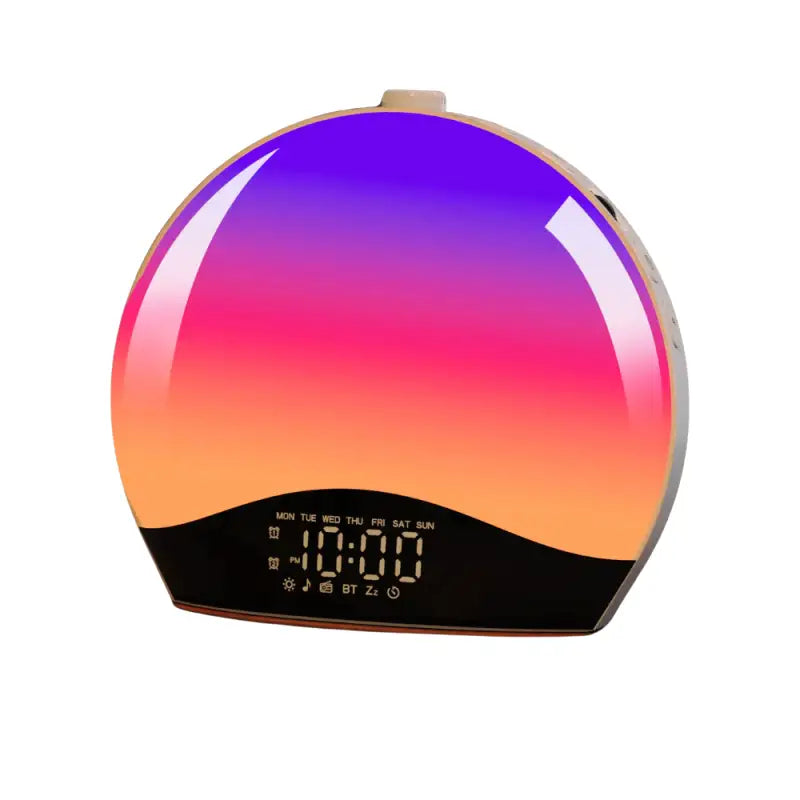 Radio réveil dôme dégradé lumineux avec affichage digital -  - radio-reveil-connecte-lumineux - ["bluetooth","connect\u00e9","digital","lumineux","lumi\u00e8re","num\u00e9rique","petit reveil","radio reveil connect\u00e9","Radio R\u00e9veil Lumineux","R\u00e9veil bluetooth","r\u00e9veil connect\u00e9","r\u00e9veil digital","simple","simulateur d'aube"]