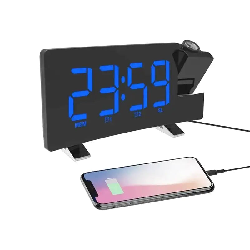 Radio réveil numérique noir à projection bleue LED -  - radio-reveil-projecteur-bleu - ["digital","lumineux","num\u00e9rique","petit","petit reveil","projecteur","radio reveil projecteur","Radio R\u00e9veil Lumineux","r\u00e9veil digital","r\u00e9veil projecteur","simple"]