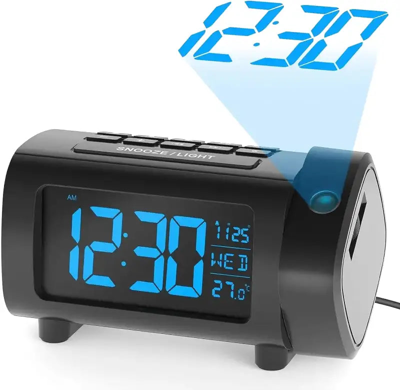Radio réveil numérique noir avec projection LED bleue -  - radio-reveil-projecteur-heure - ["digital","Jour Nuit","lumineux","num\u00e9rique","projecteur","radio reveil projecteur","Radio R\u00e9veil Lumineux","r\u00e9veil digital","r\u00e9veil projecteur","simple"]
