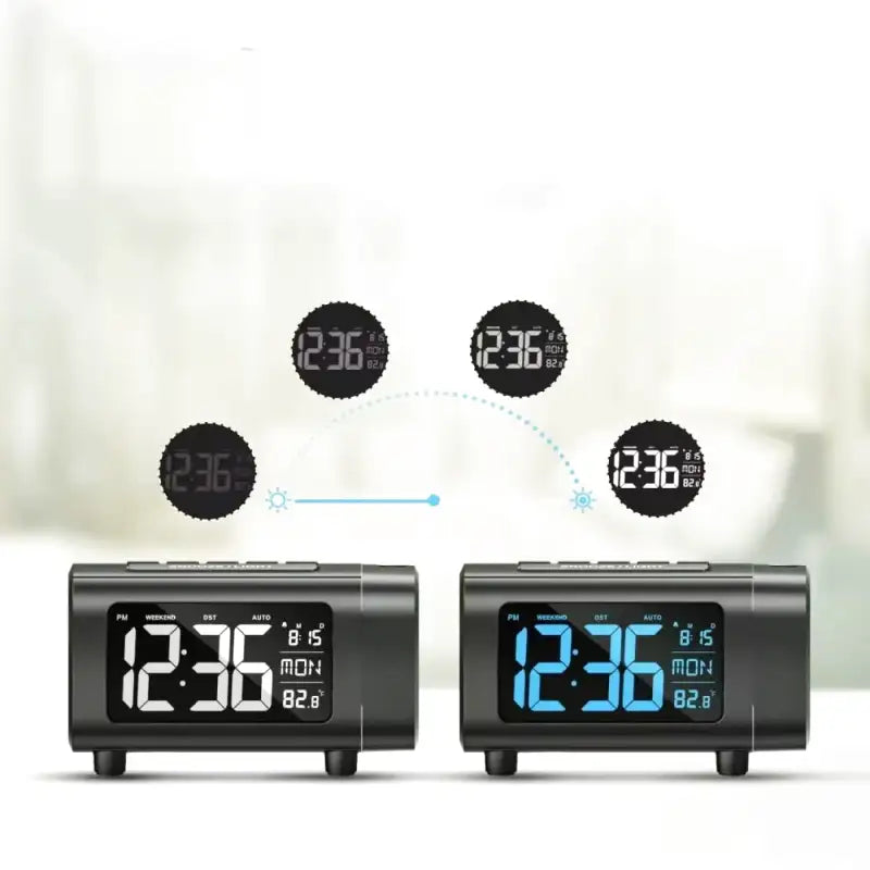 Radio réveil numérique noir avec projection LED bleue -  - radio-reveil-projecteur-heure - ["digital","Jour Nuit","lumineux","num\u00e9rique","projecteur","radio reveil projecteur","Radio R\u00e9veil Lumineux","r\u00e9veil digital","r\u00e9veil projecteur","simple"]