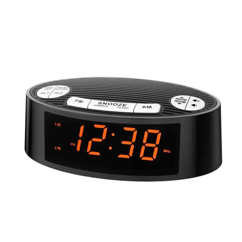 Radio réveil ovale noir à LED orange -  - radio-reveil-connecte-heure - ["connect\u00e9","digital","lumineux","num\u00e9rique","petit reveil","radio reveil","radio r\u00e9veil connect\u00e9","Radio R\u00e9veil Lumineux","r\u00e9veil connect\u00e9","r\u00e9veil digital","simple"]