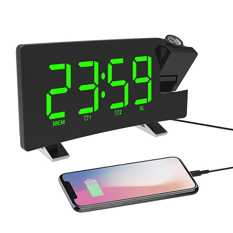 Réveil projecteur noir à affichage LED vert -  - radio-reveil-projecteur-usb - ["digital","Jour Nuit","num\u00e9rique","petit reveil","projecteur","radio reveil projecteur","r\u00e9veil digital","r\u00e9veil projecteur","simple"]