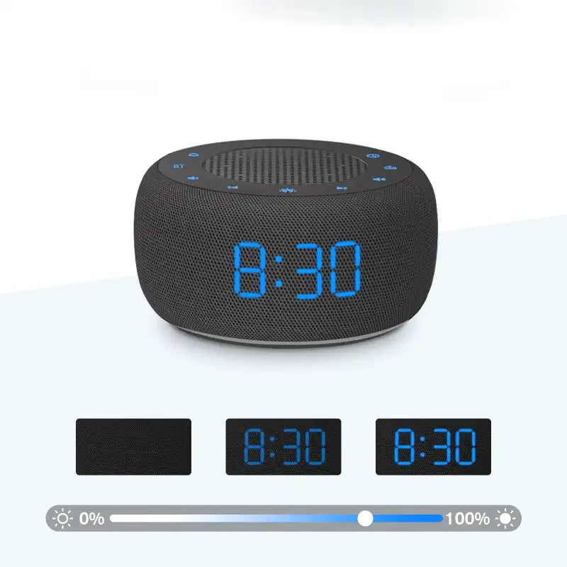 Radio réveil rond Bluetooth avec affichage LED bleu -  - radio-reveil-connecte-bluetooth - ["bluetooth","connect\u00e9","digital","intelligent","lumineux","lumi\u00e8re","num\u00e9rique","petit","petit reveil","radio reveil","radio reveil connect\u00e9","Radio R\u00e9veil Lumineux","r\u00e9veil bluetooth","r\u00e9veil connect\u00e9","r\u00e9veil digital","simple"]