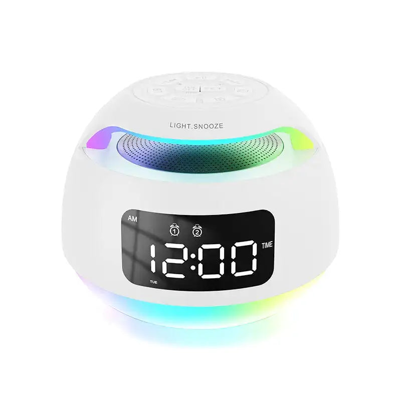 Radio réveil rond en plastique noir à LED colorées -  - radio-reveil-lumineux-bluetooth - ["bluetooth","digital","enfant","lumineux","lumi\u00e8re","num\u00e9rique","petit","petit reveil","Radio R\u00e9veil Lumineux","R\u00e9veil bluetooth","r\u00e9veil digital","r\u00e9veil enfant","simple"]
