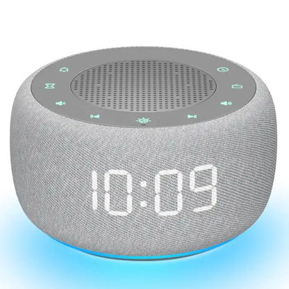 Radio réveil rond en tissu gris avec écran digital -  - radio-reveil-fm-numerique - ["ado","bluetooth","connect\u00e9","digital","lumineux","lumi\u00e8re","petit reveil","radio reveil","radio reveil connect\u00e9","Radio R\u00e9veil Lumineux","R\u00e9veil bluetooth","r\u00e9veil connect\u00e9","r\u00e9veil digital","simple"]