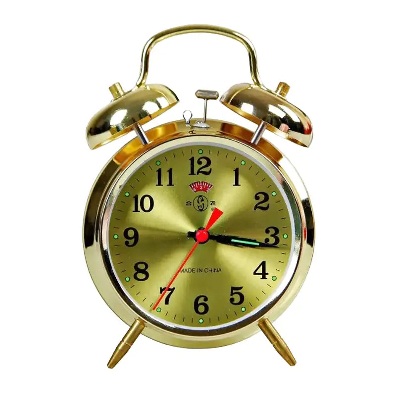 Réveil à double cloche en métal doré vintage -  - reveil-mecanique-dore-vintage - ["analogique","Jour Nuit","R\u00e9veil Analogique"]