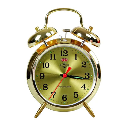 Réveil à double cloche en métal doré vintage -  - reveil-mecanique-dore-vintage - ["analogique","Jour Nuit","R\u00e9veil Analogique"]