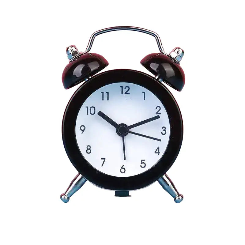 Réveil à double cloche en métal noir brillant -  - reveil-vintage-mini - ["analogique","Jour Nuit","R\u00e9veil Analogique"]