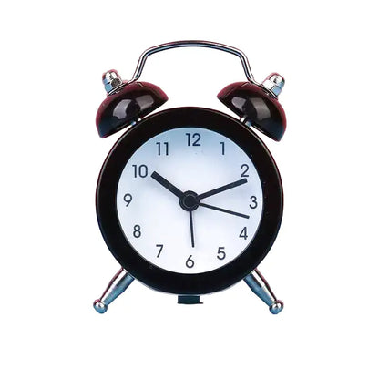 Réveil à double cloche en métal noir brillant -  - reveil-vintage-mini - ["analogique","Jour Nuit","R\u00e9veil Analogique"]