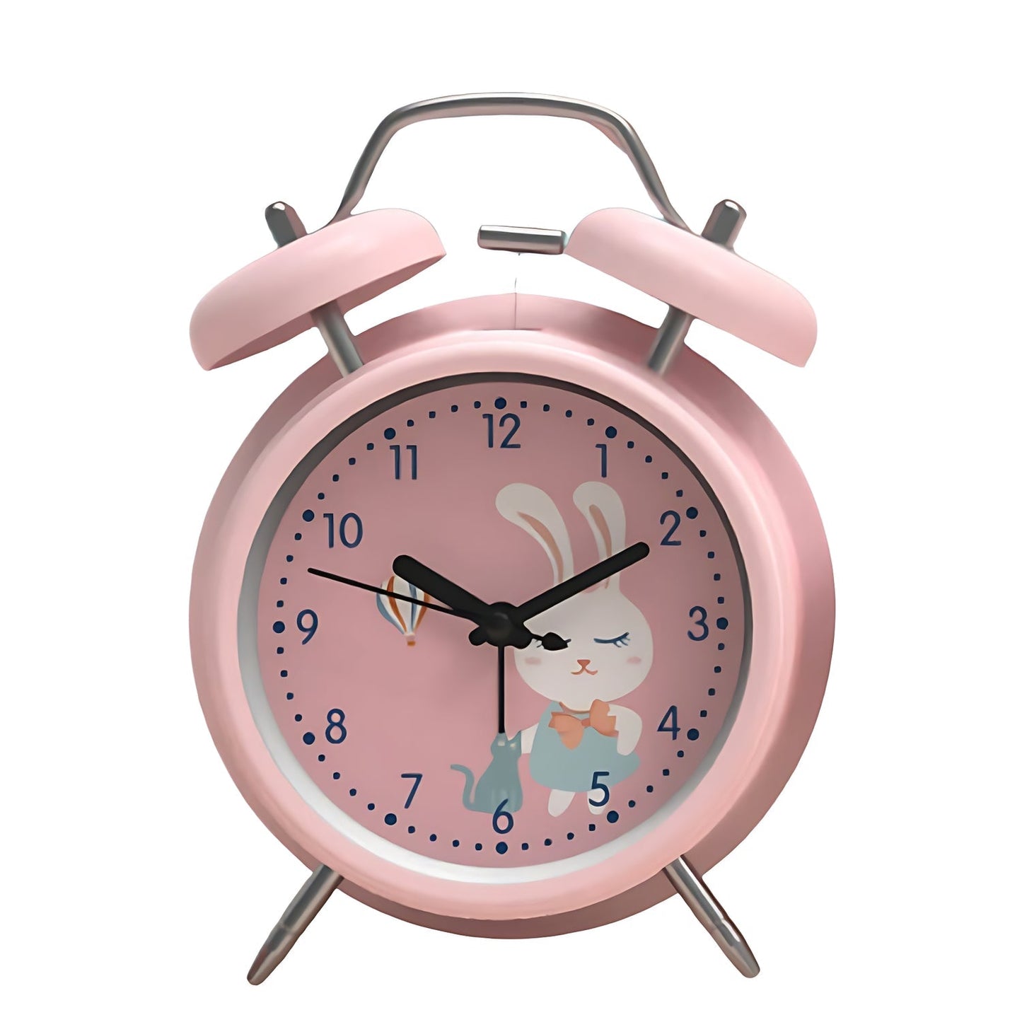 Réveil rose en métal avec motif lapin -  - reveil-a-pile-de-couleur-rose - ["ado","analogique","enfant","fille","Jour Nuit","lapin","petit reveil","rose","R\u00e9veil Analogique","r\u00e9veil enfant","simple"]