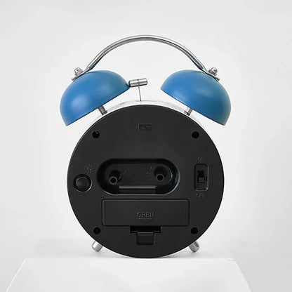 Réveil rond vert et blanc à double cloche métal -  - reveil-ado-a-pile - ["ado","analogique","petit reveil","R\u00e9veil Analogique","simple","vintage"]