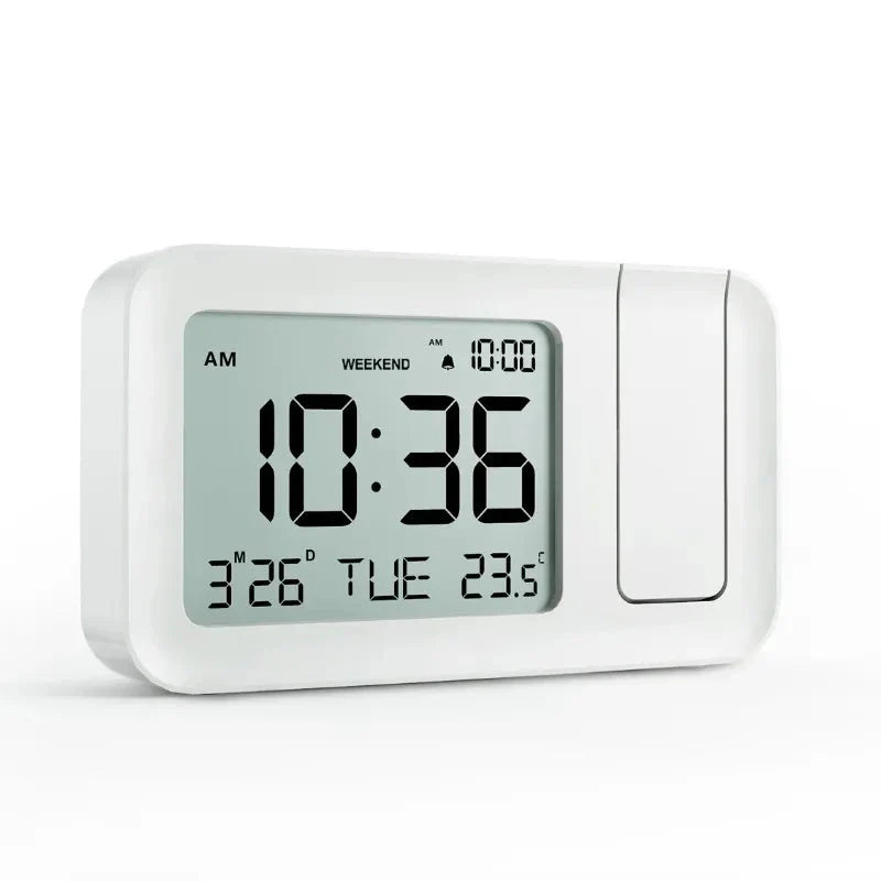 Réveil projecteur LCD blanc avec affichage rouge -  - reveil-ado-projection - ["ado","digital","lumineux","num\u00e9rique","petit reveil","r\u00e9veil digital","simple"]