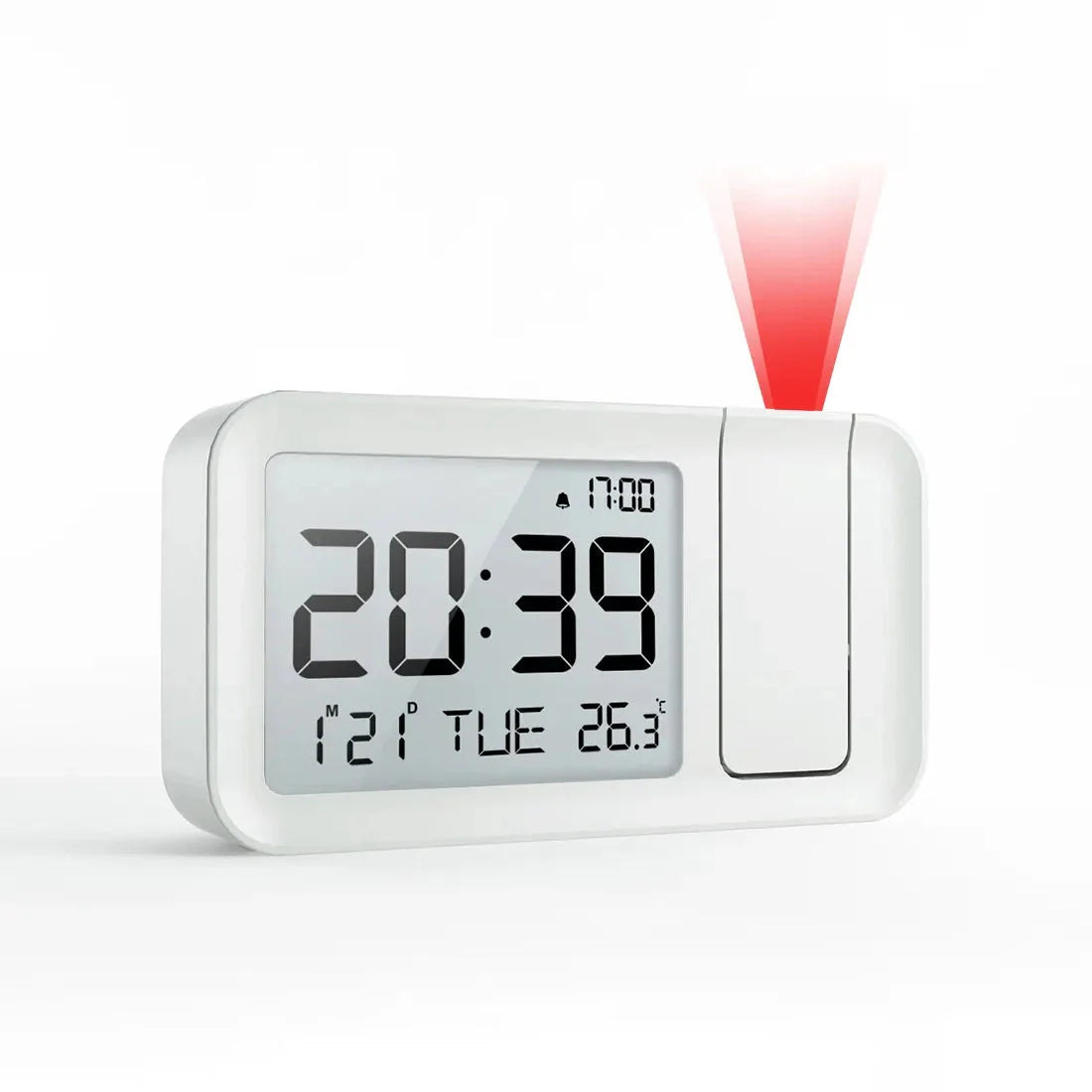 Réveil projecteur LCD blanc avec affichage rouge -  - reveil-ado-projection - ["ado","digital","lumineux","num\u00e9rique","petit reveil","r\u00e9veil digital","simple"]