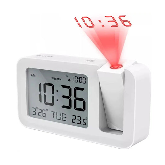 Réveil projecteur LCD blanc avec affichage rouge -  - reveil-ado-projection - ["ado","digital","lumineux","num\u00e9rique","petit reveil","r\u00e9veil digital","simple"]