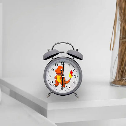 Réveil analogique métal gris avec Salamèche coloré -  - reveil-pokemon-salameche - ["pok\u00e9mon"]