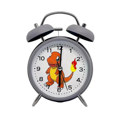 Réveil analogique métal gris avec Salamèche coloré -  - reveil-pokemon-salameche - ["pok\u00e9mon"]