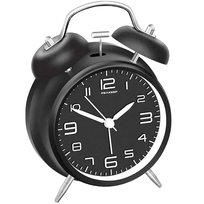 Réveil analogique rétro en métal noir mat -  - reveil-analogique-design - ["analogique","m\u00e9canique","petit","R\u00e9veil Analogique","simple","vintage","voyage"]
