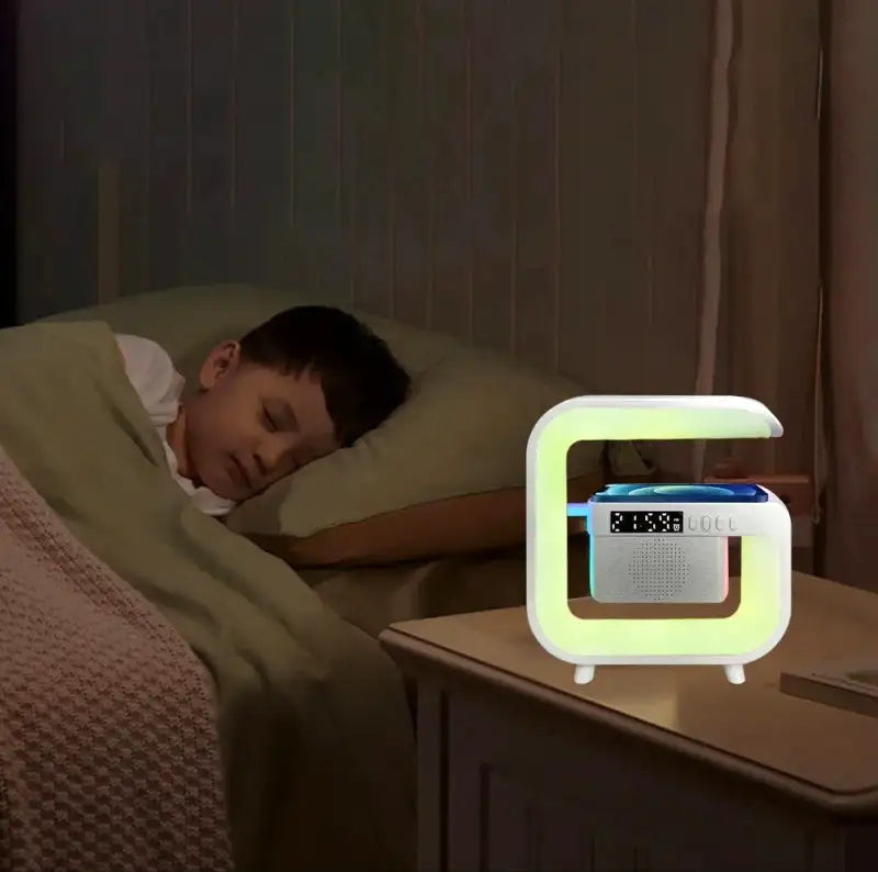 Réveil arc lumineux LED multicolore avec haut-parleur Bluetooth -  - reveil-luminotherapie-bluetooth - ["bluetooth","luminoth\u00e9rapie","R\u00e9veil bluetooth","veilleuse"]